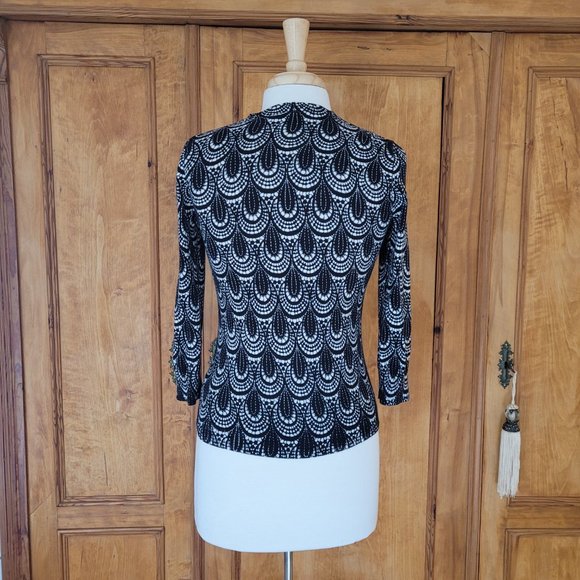 Talbots Black and White Button up Round Neck Cardigan Woman's. Size XS - Picture 3 of 9